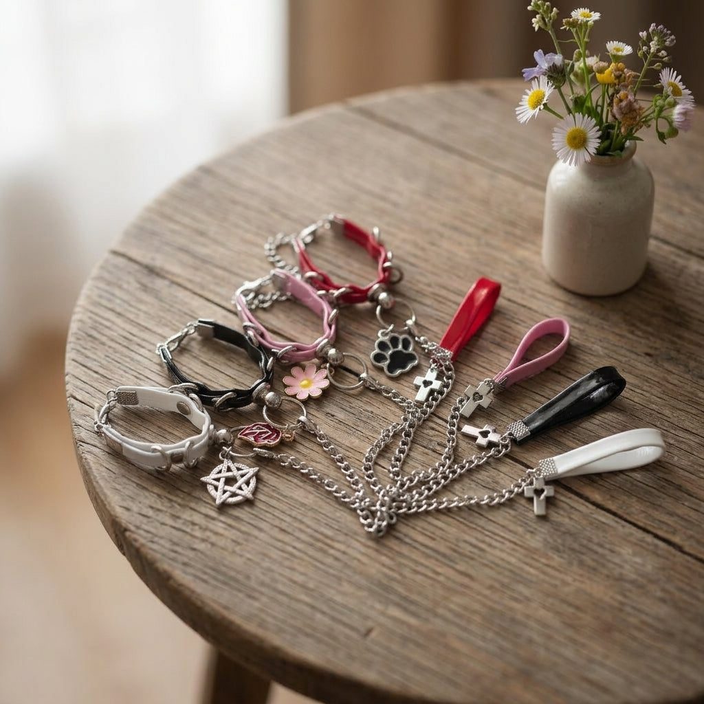 BJD Doll Collar and Leash Chain for 1/3, 1/4, 1/6 Scale and Uncle Body Dolls, Doll Accessories