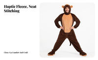 Full-Body Monkey Costume Hooded Monkey Costume with Hood One-Piece Animal Jumpsuit Soft for Adults, Halloween, Themed Parties, Stage Performances