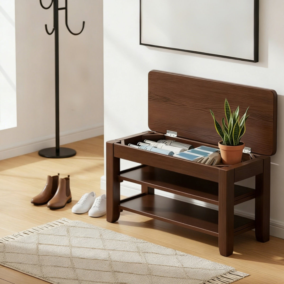 Multi-Functional paddinged Shoe Organizer Multifunctional Design Entryway Bench High Load Capacity Storage Stool Sturdy Frame for Apartment Dwellers, Families, property owners, Foyer, Mudroom, Hallway, Bedroom