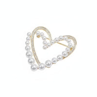 Pearl and Rhinestone Brooch Sparkling Crystals Decorative Corsage Pin for Women