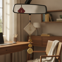 Premium Eight-Treasure Compass Car Rearview Mirror Hanging Ornament for Good Fortune and Safety