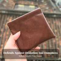Oil Treated Leather Pouch Vintage Design Portable Collectible Bag Multi-Functional Snap Classic Leather Pouch for Collectors, Adults, Daily Use