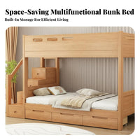 Solid Wood Bunk Bed Space-Saving Kids Bunk Bed with Guardrails Sturdy Construction children's Furniture for Juniors, Parents, Bedroom, Dormitory, Home