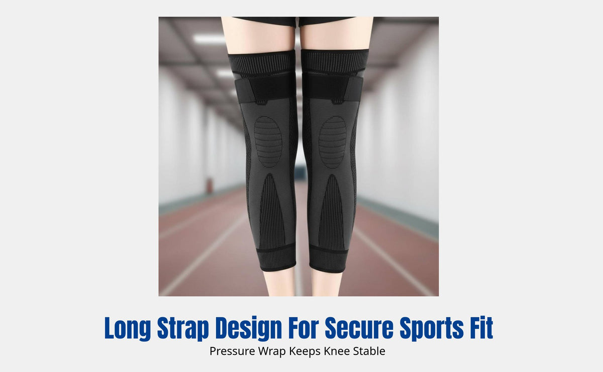 Compression Knee Support with Strap, Nylon Knit, Warmth & Pressure, For Running, Cycling, Stretching