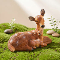 Deer Figurine Resin Deer Statue Fawn Statue Decorative Buck Sculpture Textured for Garden, Courtyard