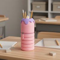 Expandable up Silicone Pencil Case Portable Retractable   Telescopic Stationery Holder for Students, School
