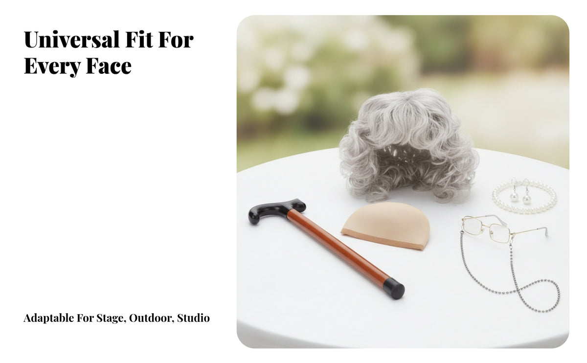 Gray Hairpiece with Accessories
