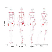 4 Pieces Flat Fashion Figure Template Exact Body Template Ruler Transparent Fashion Illustration Ruler Set Slim for Garment Design