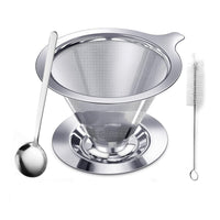 Reusable Coffee Filter with Spoon Easy to Clean Coffee Filter Cone Dripper Eco-Friendly Food-Grade for Home Baristas