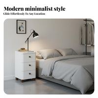 Space-Saving Slim Bedside Table with Drawer Modern Minimalist aesthetic Narrow Drawer Cabinet Multi-Purpose Nightstand Rounded Corners for Apartment Dwellers, Students, Homeowners, Bedroom, Next to Bed, Small Spaces, Dorm Room