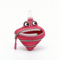 Cute Monster Face Pouch Compact Mini Pouch with Clip Portable Change Purse Handsunrestricted for Backpack