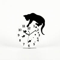 Wall Clock with Cat Silhouette Artistic Cat Silhouette Wall Clock Decorative Timepiece for Office, Cafe