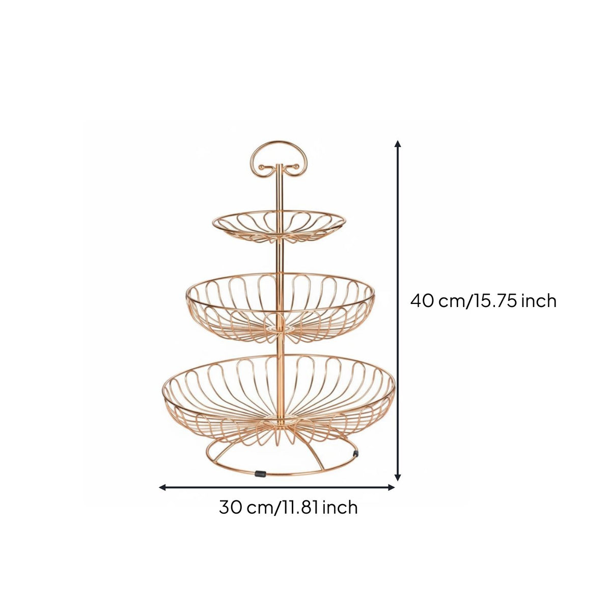 Nordic Design 3 Tier Fruit Basket Large Capacity Tiered Serving Stand Sturdy and Stable Countertop Fruit Bowl Stand Food-Grade Material for Kitchen Counter, Parties
