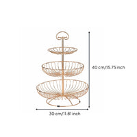 Nordic Design 3 Tier Fruit Basket Large Capacity Tiered Serving Stand Sturdy and Stable Countertop Fruit Bowl Stand Food-Grade Material for Kitchen Counter, Parties