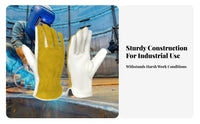 Retardant Argon Arc Soldering Gloves Flexible Cowhide Soldering Gloves Elastic Wrist for Mechanics, Construction Workers, Gardening