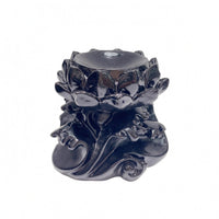 Black Crystal Ball Stand Glossy Crystal Ball Holder Carved Lotus Stand Layered Petal for Tabletop