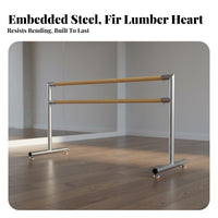 Stable Double Dance Barre Non-Slip Feet Portable Double Dance Bar Easy Assembly Home Practice Barre Heavy Duty for Children, Adults, Dancers, Gym
