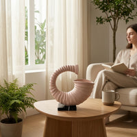 Horn Sculpture Sculptural Sculpture with Marble Base Figurine with Marble Base Ribbed Tabletop Decor Spiral for Homeowners