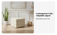 Cube Pouf Italian Design Ottoman Geometric Shape for Bedroom, Homeowners, Adults