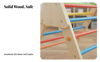3 Pieces Wooden Climbing Playset Solid Wood Construction Wooden Climber with Arch and Slide Youngster Design Climbing Arch and Slide Set for Playroom