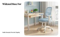 Automatic Back Support Height Adjustable Learning Chair Breathable Material Ergonomic Kids Study Chair Locking Casters Easy to Clean for Students, Girls, Teenagers, School, Home, Bedroom