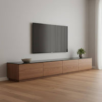 Solid Wood TV Cabinet Stable and Sturdy Walnut Finish Storage Console Build Storage TV Console for Bedroom