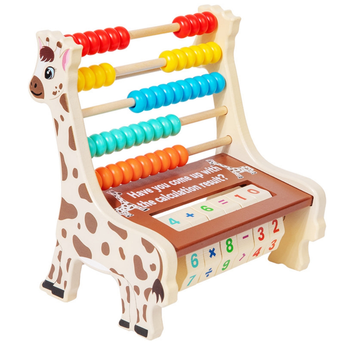 Wooden Abacus with Blocks Tabletop Educational Abacus Hands-on Counting Frame for Young Children, Classroom, Homeschool