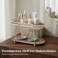 Light Luxury Design Iron Makeup Stand Space Saver Double Layer Cosmetic Rack Large Capacity for Dressing Table, Bedroom, Bathroom Counter