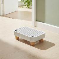 Slatted Litter Box Platform with Wooden Legs Removable Litter Box Step with Wooden Base Compact Wear-Resistant for Cats