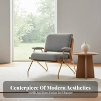 Nordic aesthetic Houndstooth Armchair Modern Minimalist Upholstered Accent Armchair sturdy Wood Frame Lounge Chair Designer Piece for Interior Designers, Readers, Homeowners, Living Room, perusing corner, Home Office, Entryway