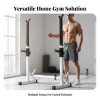 Heavy Duty Construction Adjustable Squat Rack Anti-Slip Feet Weight Bench Squat Rack Space Saving Multi-Function Workout Station for Men, Fitness Enthusiasts, Home Gym