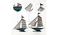2 Pieces Metal Sailboat Figurine Decorative Tabletop Sailboat Stable Sculpture for Office