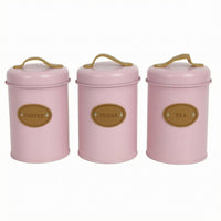 3 Pieces Coffee Sugar Tea Jars Fitted Lids Coffee Tea Sugar Canisters Color Box