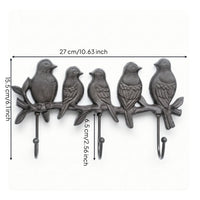 Bird Hook Rack Rustic Bird Coat Hook Rack Cast Iron Key Holder Nature-Inspired Hardware Heavy Duty for Homeowners, Entryway