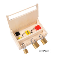 Lock and Key Set with Wooden Box Hands-on Child-Centered Lock Box Wooden Educational Toy Preschool Interactive for Toddlers