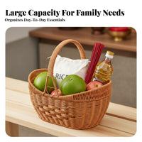 Faux Wicker &bazaar Tote sturdy Plastic Wicker tote Easy to Clean for Kitchen