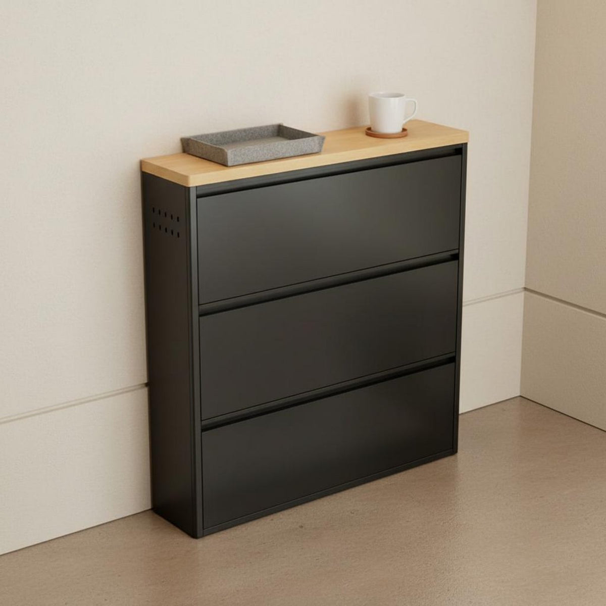 Installation-No-Installation Slim Shoe Cabinet Easy Assembly Entryway Shoe Cabinet Space-Saving Long-Lasting Carbon Steel for Apartment Dwellers, Small Areas, Hallway, Closet