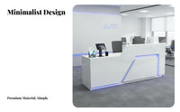 Modern Reception Desk Spacious Countertop Glossy Finish Reception Counter Stable Structure Small Business Front Desk for Receptionists, Lobby