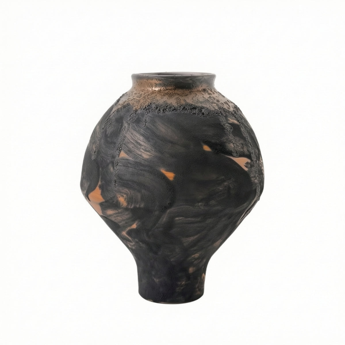Ceramic Vase Textured Ceramic Vase with Narrow Neck Distressed Narrow-Neck Cuello Estrecho for Bookshelf