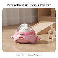 Push and Go Toy Car Battery Inertia Powered Car No Needed Cartoon Spaceship Toy for Kids, Preschoolers, Ground Play, Play Period, Playroom