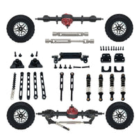 RC Car Metal Upgrade Kit Rough Terrain RC Car Parts with Wheels Convenient Damping System Tuning Kit for Model Builders