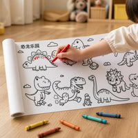 Kids' Creative Coloring Roll with Dinosaur & Animal Themes, Long Hand-Painted Doodle Scroll