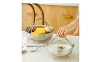 Raised Rim Stainless Steel Steaming Basket Arched Handles Stainless Steel Steamer Basket Support Feet Kitchen Tool Fine Steam Holes