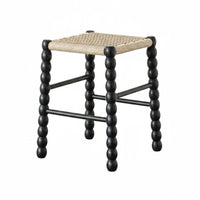 Nordic Design Bobbin Leg Woven Stool Vintage Design Counter Chair French Country Aesthetic Indoor Furniture for Interior Designers, Cafe Owners, Homeowners, Bar, Kitchen, Dining Room
