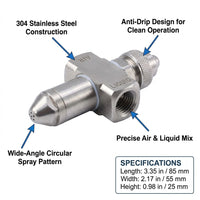 Stainless Steel Spray Tip for Construction Site, Low Pressure Misting Spray Nozzle, Water Spray Head for Greenhouse, 304 Stainless Steel Mist Nozzle