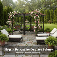 Anti Wood Pavilion Courtyard Canopy Waterproof Patio Pavilion for Villa Owners, Homeowners, Balcony, Rooftop, Backyard