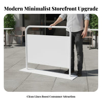 Weather Resistant Freestanding Advertising Barrier Heavy Duty Base Floor Standing Logo Display Stand Easy Assembly Canvas Panel Partition Fence Multi-Functional for Cafe Owners, Restaurant Managers, Event Planners, Sidewalks, Storefronts, Patios, Lobbies