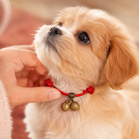 Cat Collar, Red Wax Cord, With Bell, 1.4cm Bell, Adjustable, Also for Small Dogs