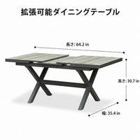 Outdoor Table Extendable Dining Table, Aluminum, for Camping, Garden, Balcony