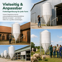 Galvanized Steel Silo for Poultry, Large Corrugated Sheet Feed Silo 20 Tons, Fully Automatic for Farm, Pigs, Sheep, Ducks
